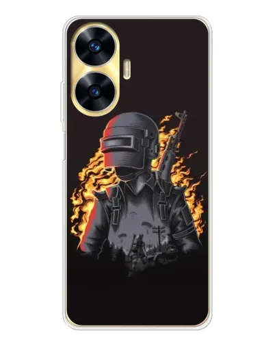 Чехол для Realme C56 с картинкой «PUBG — огненный силуэт» Чехол для Realme C56 с картинкой «PUBG — огненный силуэт»