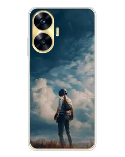 Чохол для Realme C56 з картинкою «Герой PUBG на скелі» Чохол для Realme C56 з картинкою «Герой PUBG на скелі»