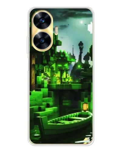 Чехол для Realme C56 с картинкой «Minecraft лесной пейзаж»