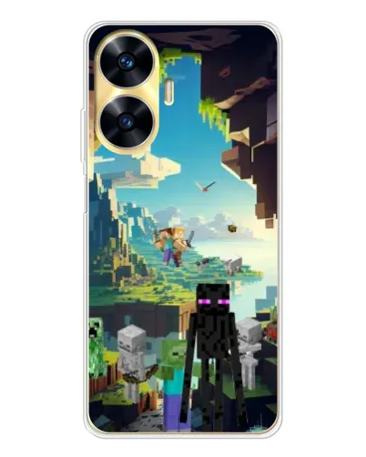 Чехол для Realme C56 с картинкой «Эндермен в лесу»