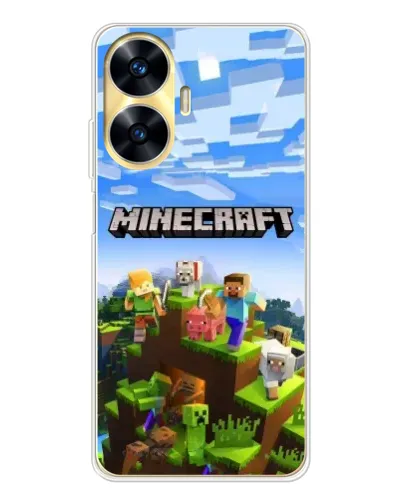 Чехол для Realme C56 с картинкой «Minecraft классический мир»
