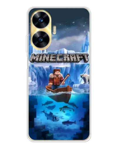 Чехол для Realme C56 с картинкой «Minecraft ледяной мир»