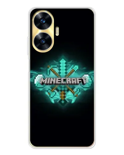 Чехол для Realme C56 с картинкой «Minecraft Diamond лого»