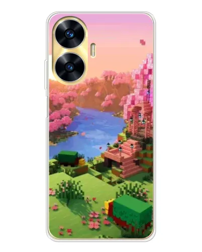 Чехол для Realme C56 с картинкой «Розовое дерево Minecraft»