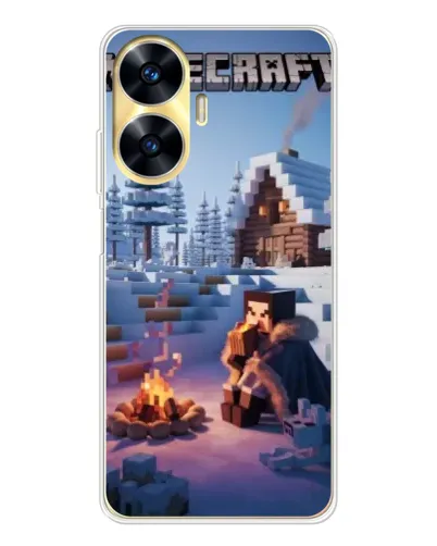 Чехол для Realme C56 с картинкой «Зимний Minecraft»