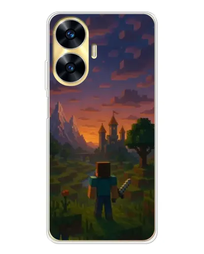 Чехол для Realme C56 с картинкой «Стив у башни»