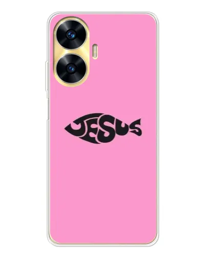 Чехол для Realme C56 с картинкой «Розовый символ Jesus» Чехол для Realme C56 с картинкой «Розовый символ Jesus»