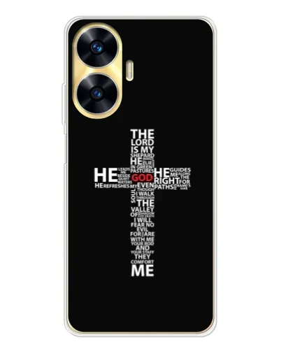 Чехол для Realme C56 с картинкой «Текстовый крест» Чехол для Realme C56 с картинкой «Текстовый крест»