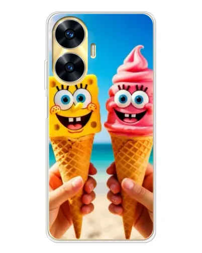 Чехол для Realme C56 с картинкой «Спанч Боб мороженое»