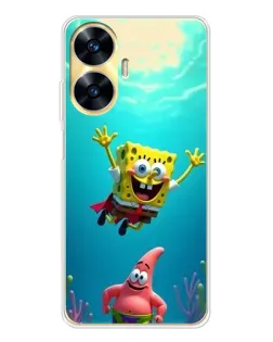 Чехол для Realme C56 с картинкой «Спанч Боб под водой»
