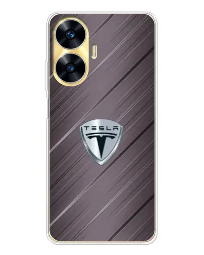 Чехол для Realme C56 с картинкой «Металлическая текстура Tesla» Чехол для Realme C56 с картинкой «Металлическая текстура Tesla»