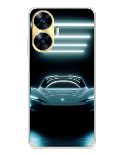 Чехол для Realme C56 с картинкой «Tesla в неоне» Чехол для Realme C56 с картинкой «Tesla в неоне»