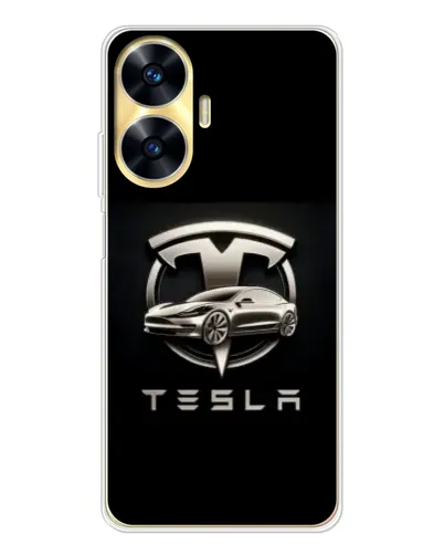 Чехол для Realme C56 с картинкой «Tesla — серебристое авто» Чехол для Realme C56 с картинкой «Tesla — серебристое авто»