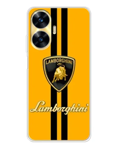 Чехол для Realme C56 с картинкой «Lamborghini Stripe желтый»