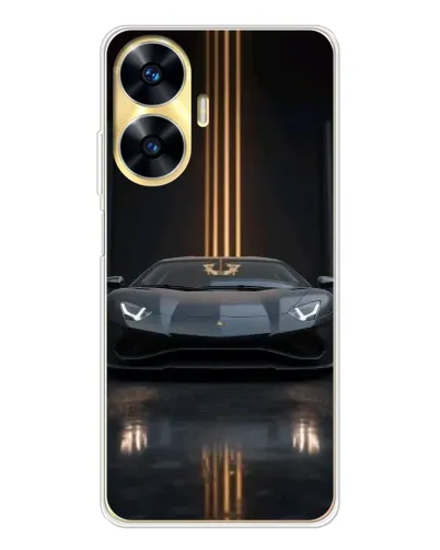 Чехол для Realme C56 с картинкой «Lamborghini золотые линии»