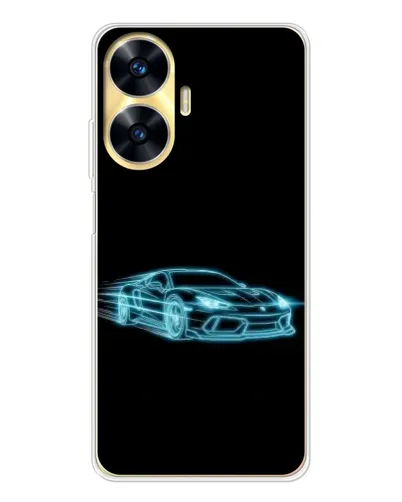 Чехол для Realme C56 с картинкой «Неоновый контур Lamborghini»