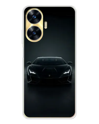 Чехол для Realme C56 с картинкой «Черный Lamborghini Aventador»