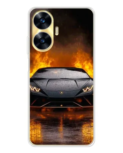 Чехол для Realme C56 с картинкой «Lamborghini в огне»