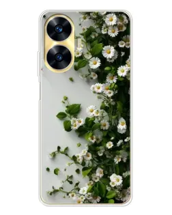 Чехол для Realme C56 с картинкой «Ветка мелких белых цветов» Чехол для Realme C56 с картинкой «Ветка мелких белых цветов»