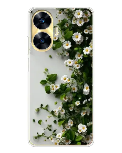 Чехол для Realme C56 с картинкой «Ветка мелких белых цветов»