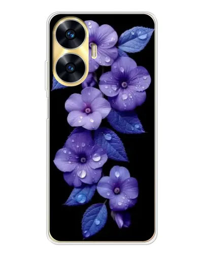 Чехол для Realme C56 с картинкой «Фиолетовые цветы с росою»