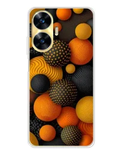 Чехол для Realme C56 с картинкой «Объемные оранжевые сферы»