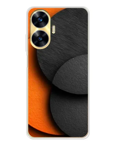 Чехол для Realme C56 с картинкой «Геометрия оранжевых кругов»