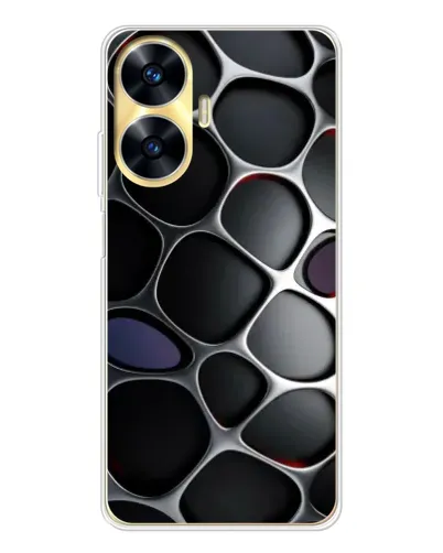 Чехол для Realme C56 с картинкой «Объемная темная решетка»