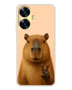 Чехол для Realme C56 с картинкой «Капибара виктория»