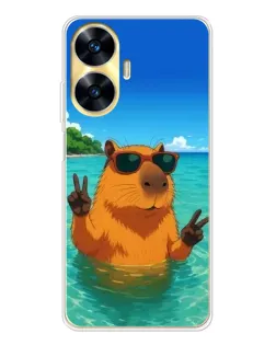 Чехол для Realme C56 с картинкой «Морская капибара»