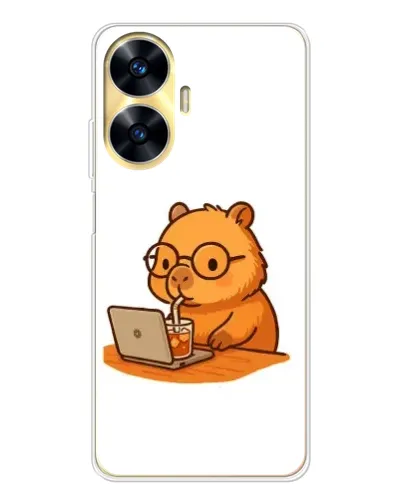 Чехол для Realme C56 с картинкой «Капибара с ноутбуком» Чехол для Realme C56 с картинкой «Капибара с ноутбуком»