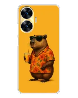 Чехол для Realme C56 с картинкой «Капибара на отдыхе»