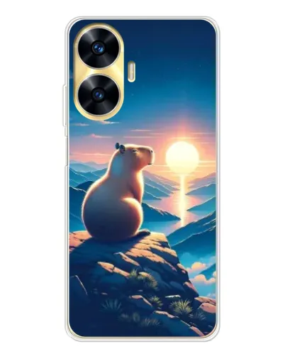 Чехол для Realme C56 с картинкой «Закат солнца с капибарой» Чехол для Realme C56 с картинкой «Закат солнца с капибарой»
