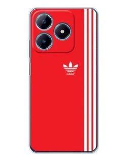 Чехол для Realme C61 с картинкой «Красный минимализм Adidas»