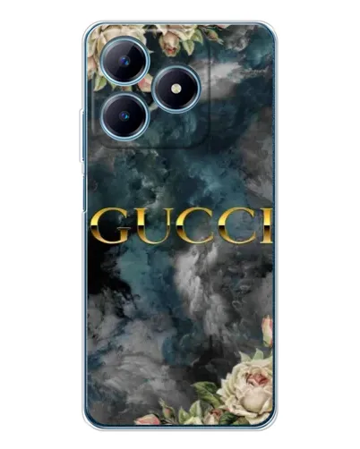 Чехол для Realme C61 с картинкой «Абстрактные цветы Gucci»