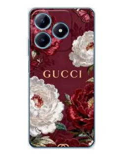 Чохол для Realme C61 з картинкою «Gucci — бордові троянди»