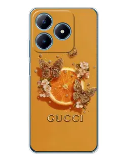 Чохол для Realme C61 з картинкою «Gucci — золоті метелики»