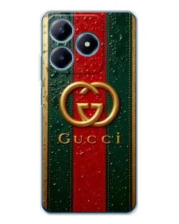 Чохол для Realme C61 з картинкою «Gucci — фірмова смуга та золото»