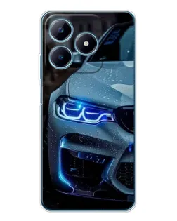 Чехол для Realme C61 с картинкой «Взгляд BMW с синими фарами»