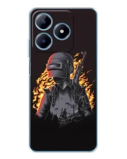 Чохол для Realme C61 з картинкою «PUBG — вогняний силует»