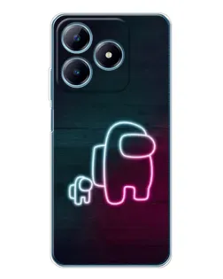 Чехол для Realme C61 с картинкой «Among Us неон-арт»