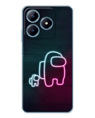 Чехол для Realme C61 с картинкой «Among Us неон-арт»