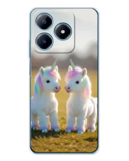 Чехол для Realme C61 с картинкой «Пара единорогов»