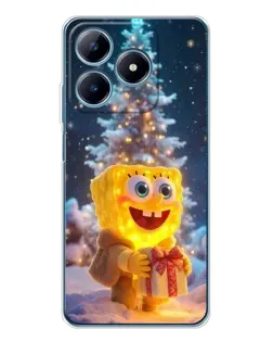Чехол для Realme C61 с картинкой «Рождественский Спанч Боб»