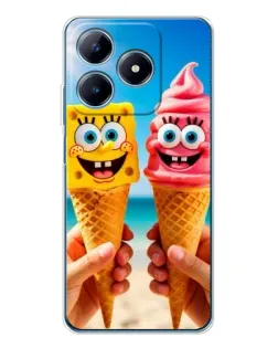 Чехол для Realme C61 с картинкой «Спанч Боб мороженое»