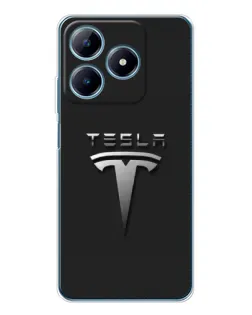 Чохол для Realme C61 з картинкою «Сталевий логотип Tesla»