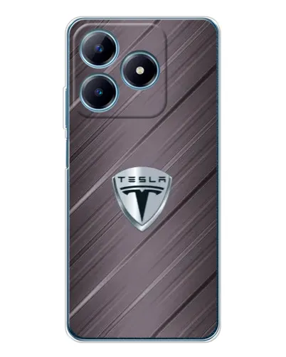 Чехол для Realme C61 с картинкой «Металлическая текстура Tesla» Чехол для Realme C61 с картинкой «Металлическая текстура Tesla»