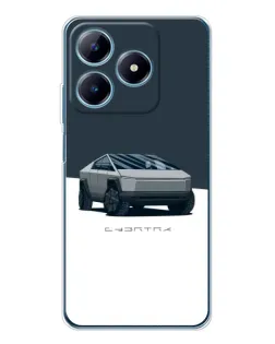 Чохол для Realme C61 з картинкою «Сріблястий Cybertruck Tesla»