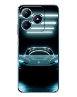 Чохол для Realme C61 з картинкою «Tesla в неоні»