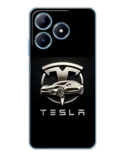 Чехол для Realme C61 с картинкой «Tesla — серебристое авто» Чехол для Realme C61 с картинкой «Tesla — серебристое авто»